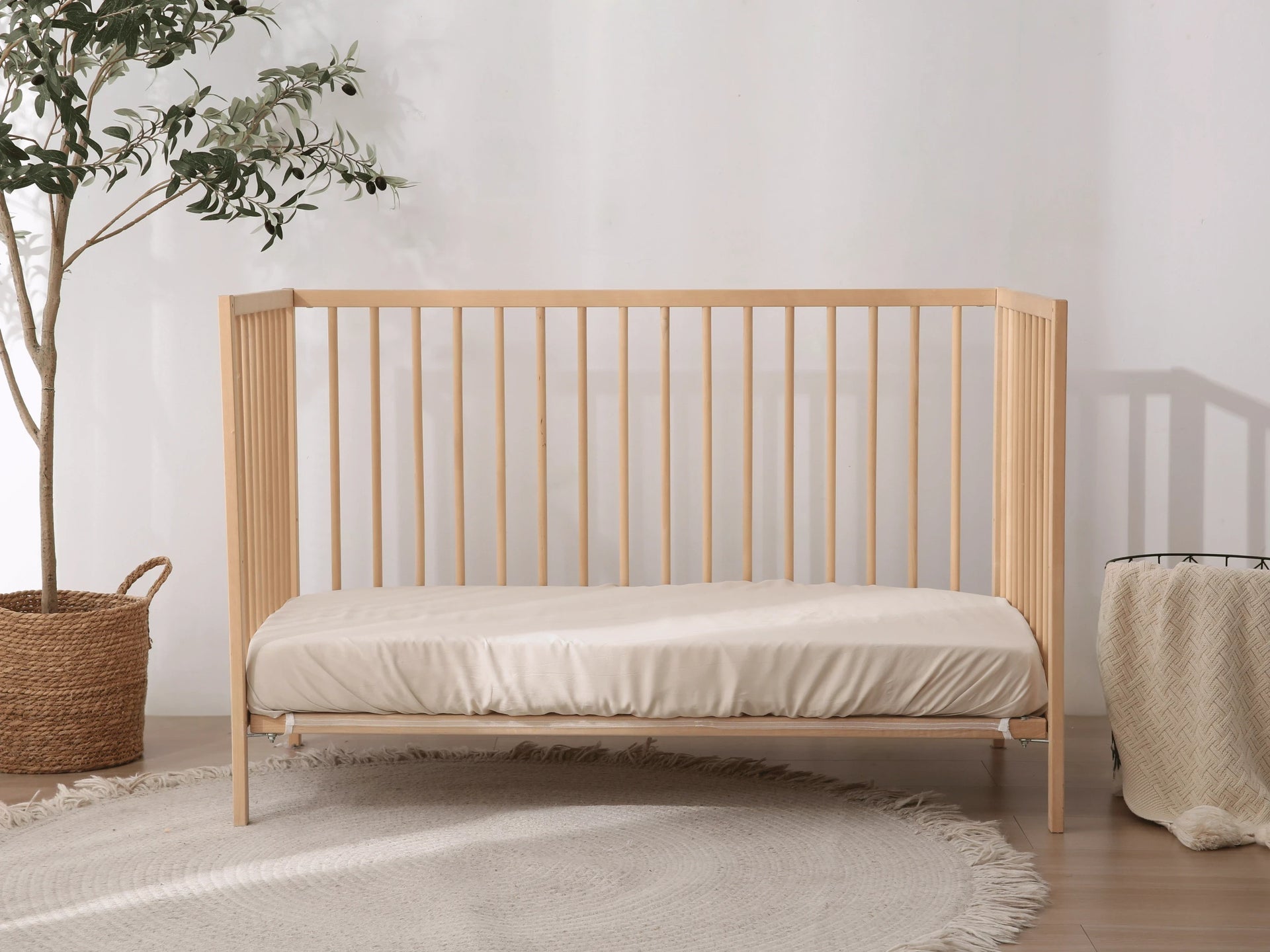 Fitted Cot Sheet - SAND - 100% Washed Eucalyptus
