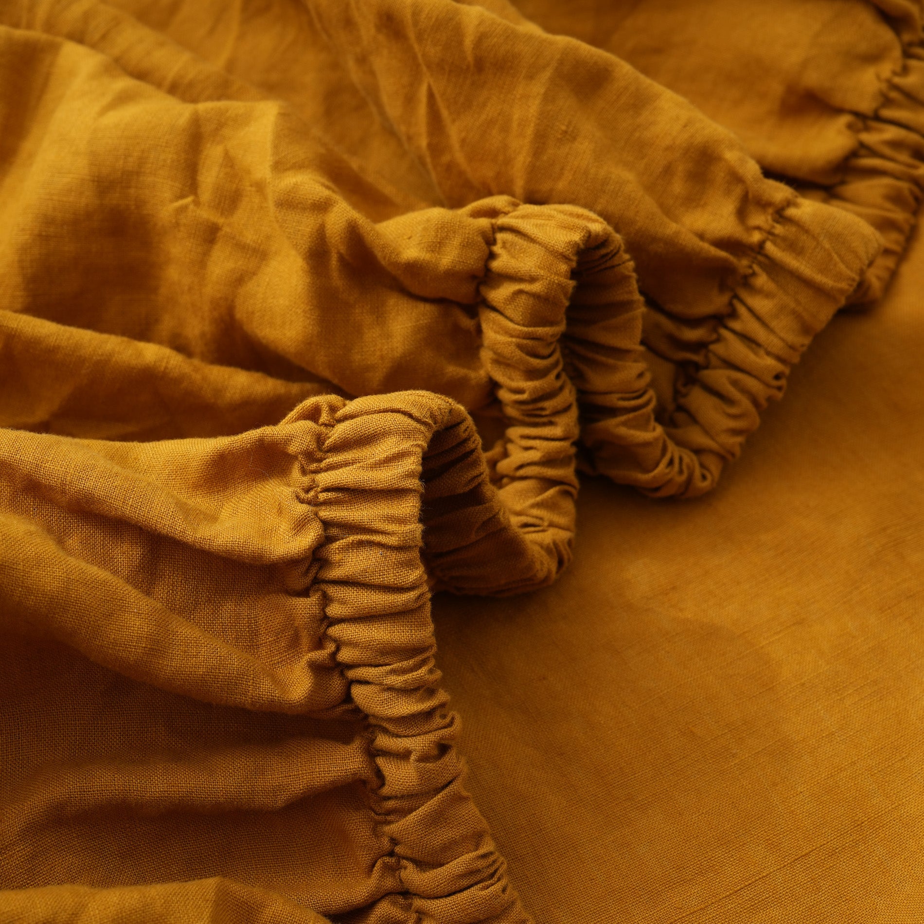 Linen Fitted Sheet - Turmeric