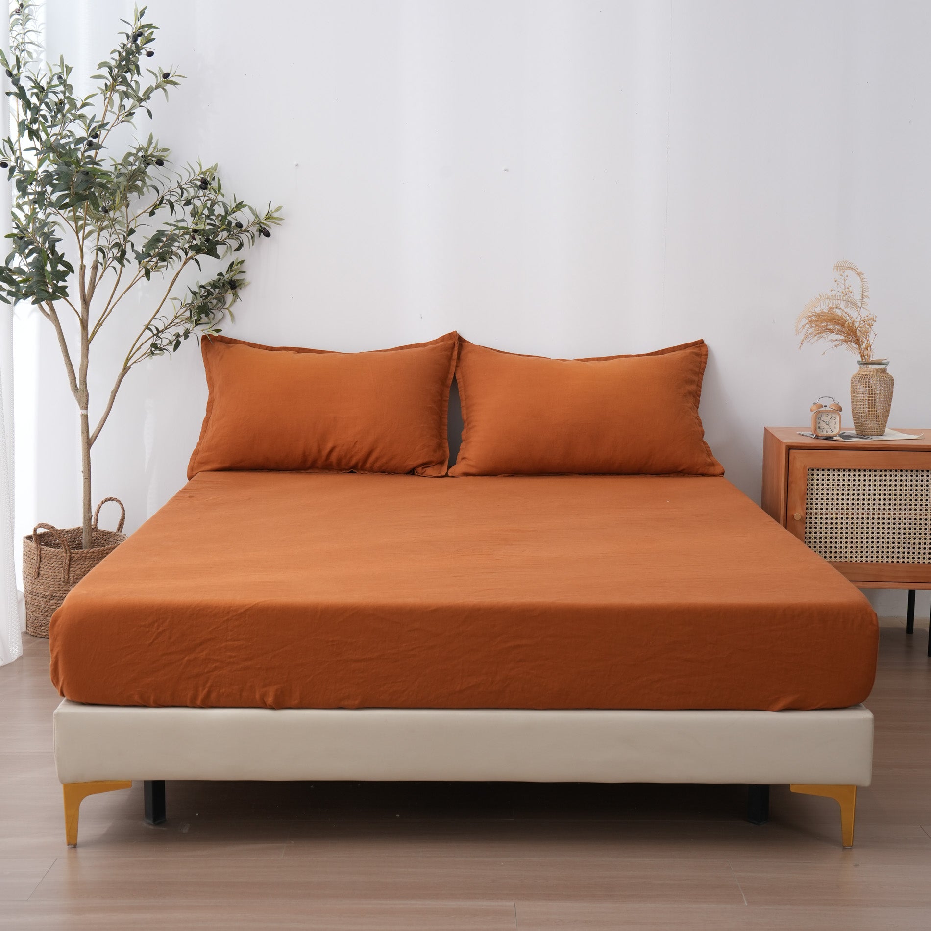 Linen Fitted Sheet - Clay