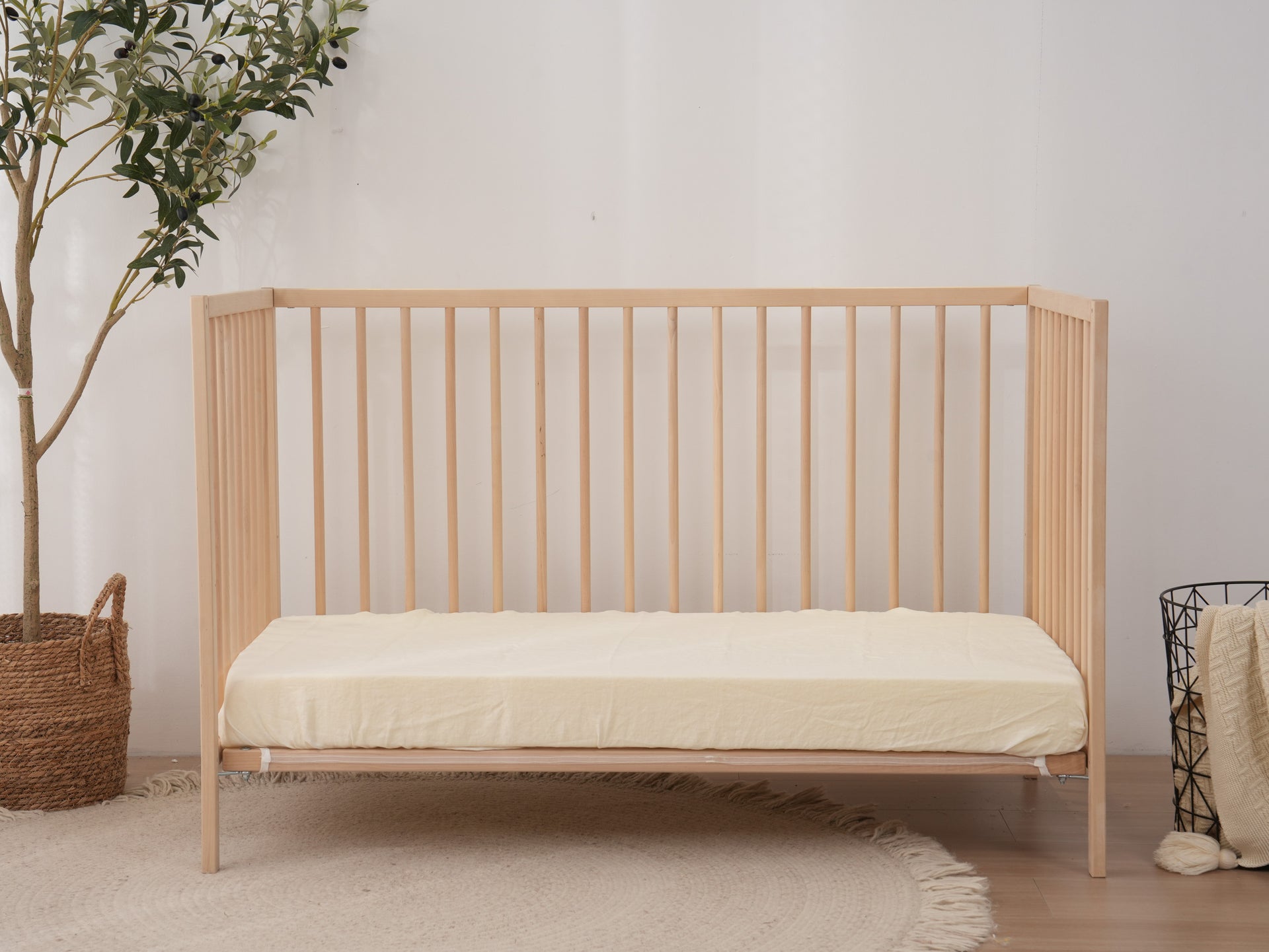 Fitted Linen Crib Sheet - CLOUD