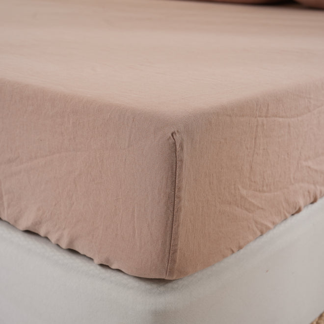 PINK CLAY - Fitted Sheet - 100% French Flax Linen