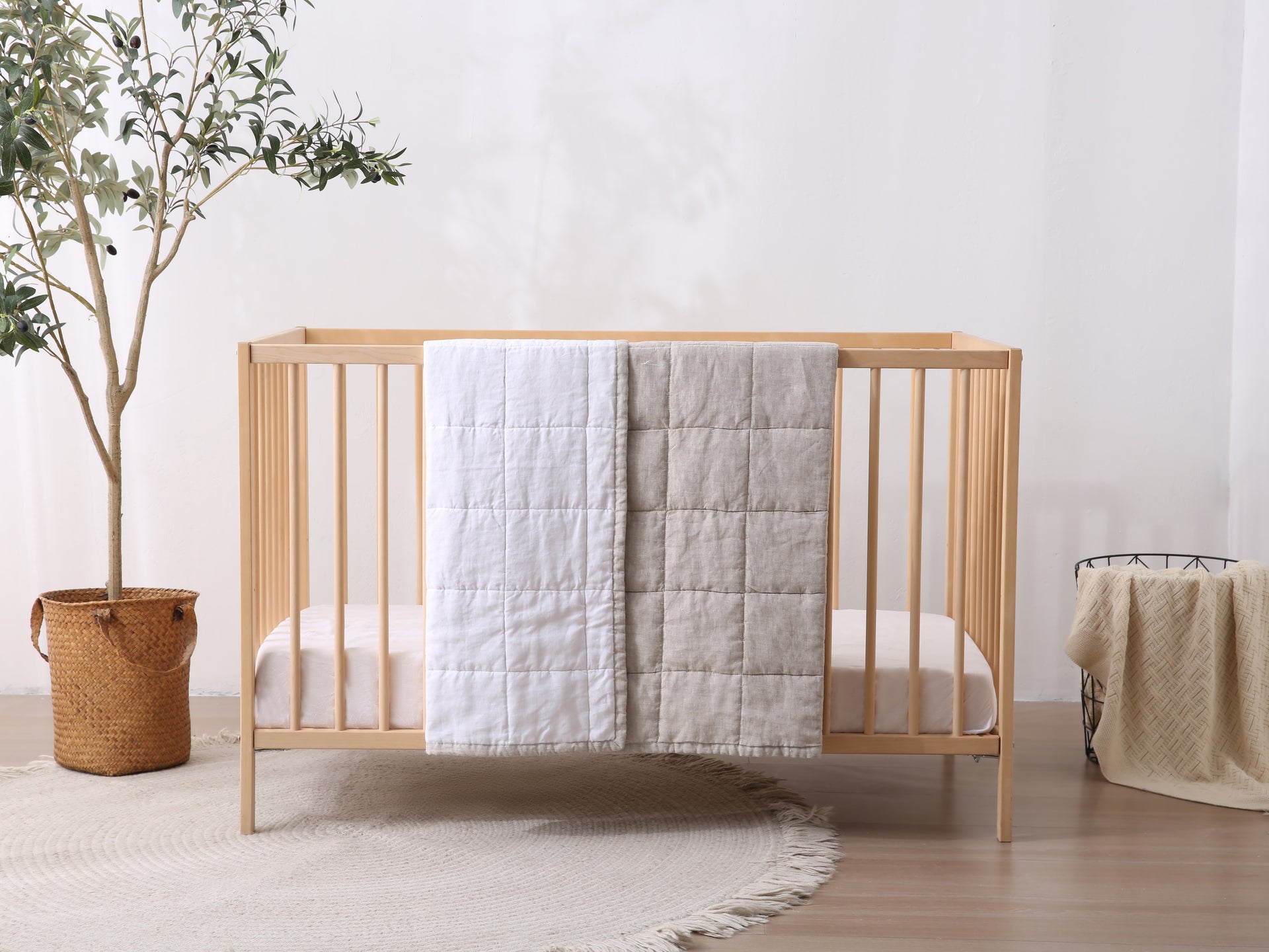 SAND - Quilted Crib Blanket & Play Mat - 100% French Flax Linen