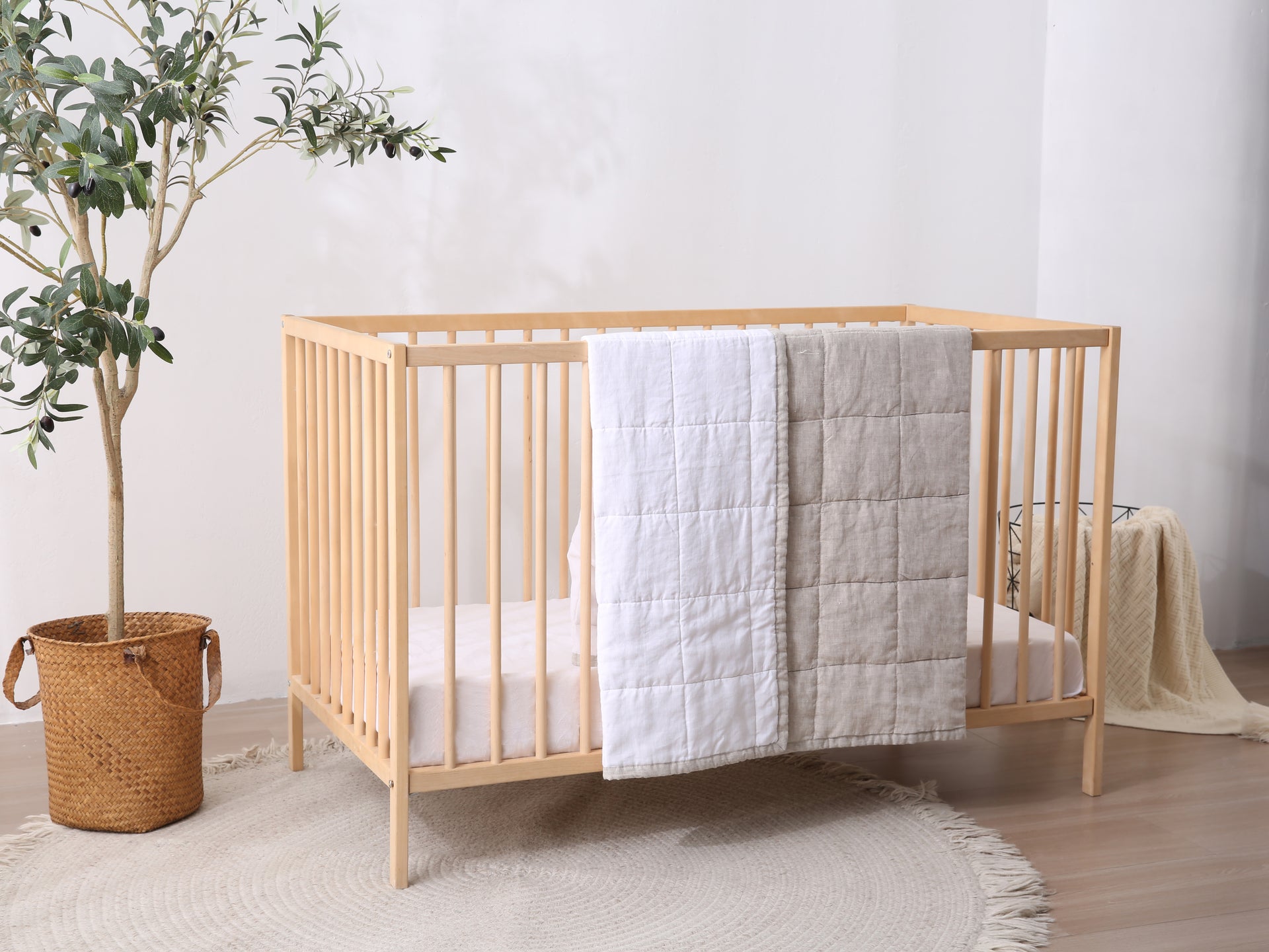 SAND - Quilted Crib Blanket & Play Mat - 100% French Flax Linen
