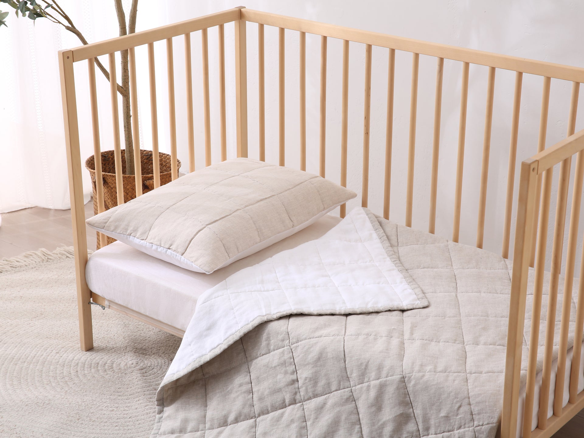 SAND - Quilted Crib Blanket & Play Mat - 100% French Flax Linen
