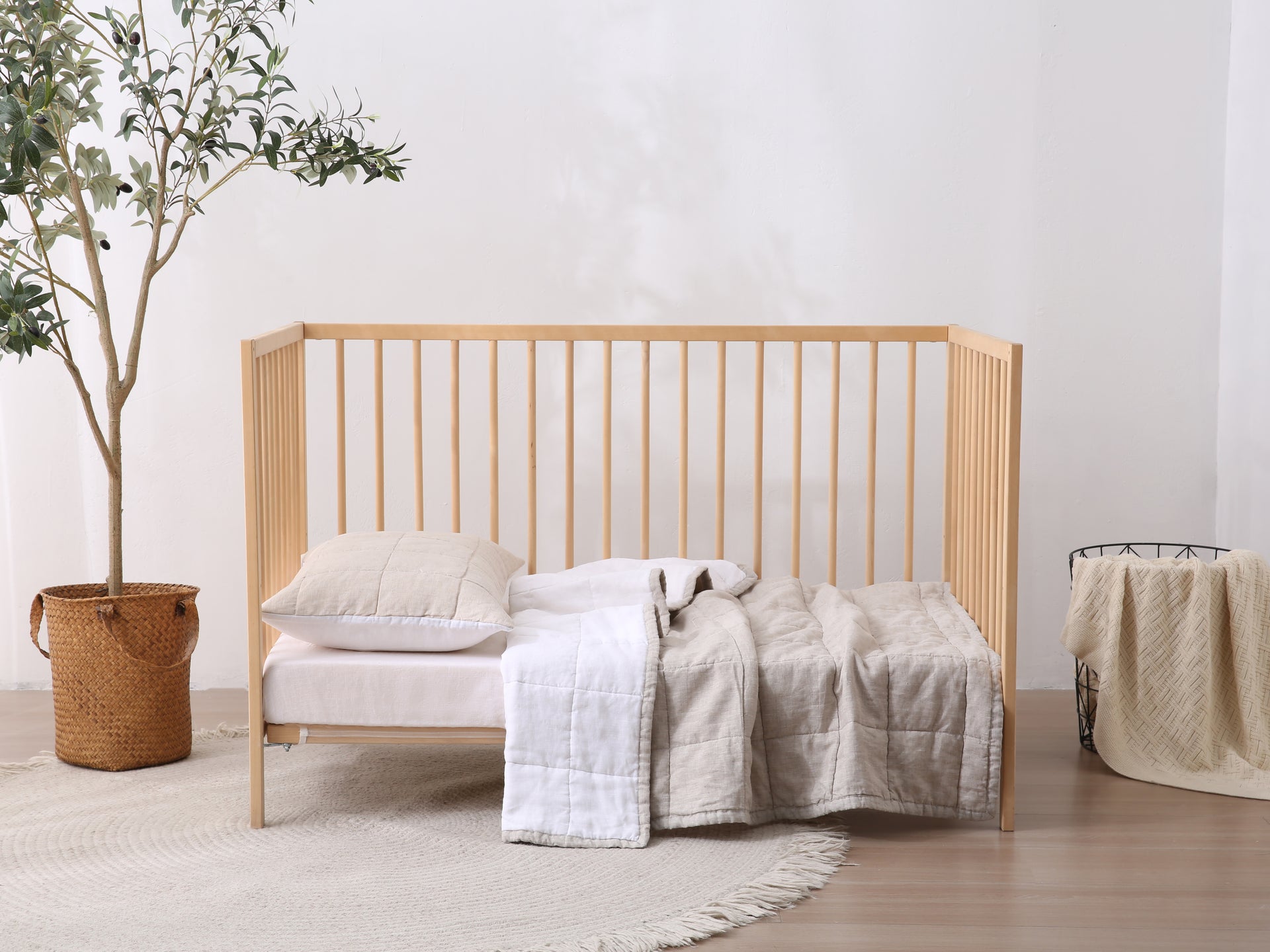 SAND - Quilted Crib Blanket & Play Mat - 100% French Flax Linen