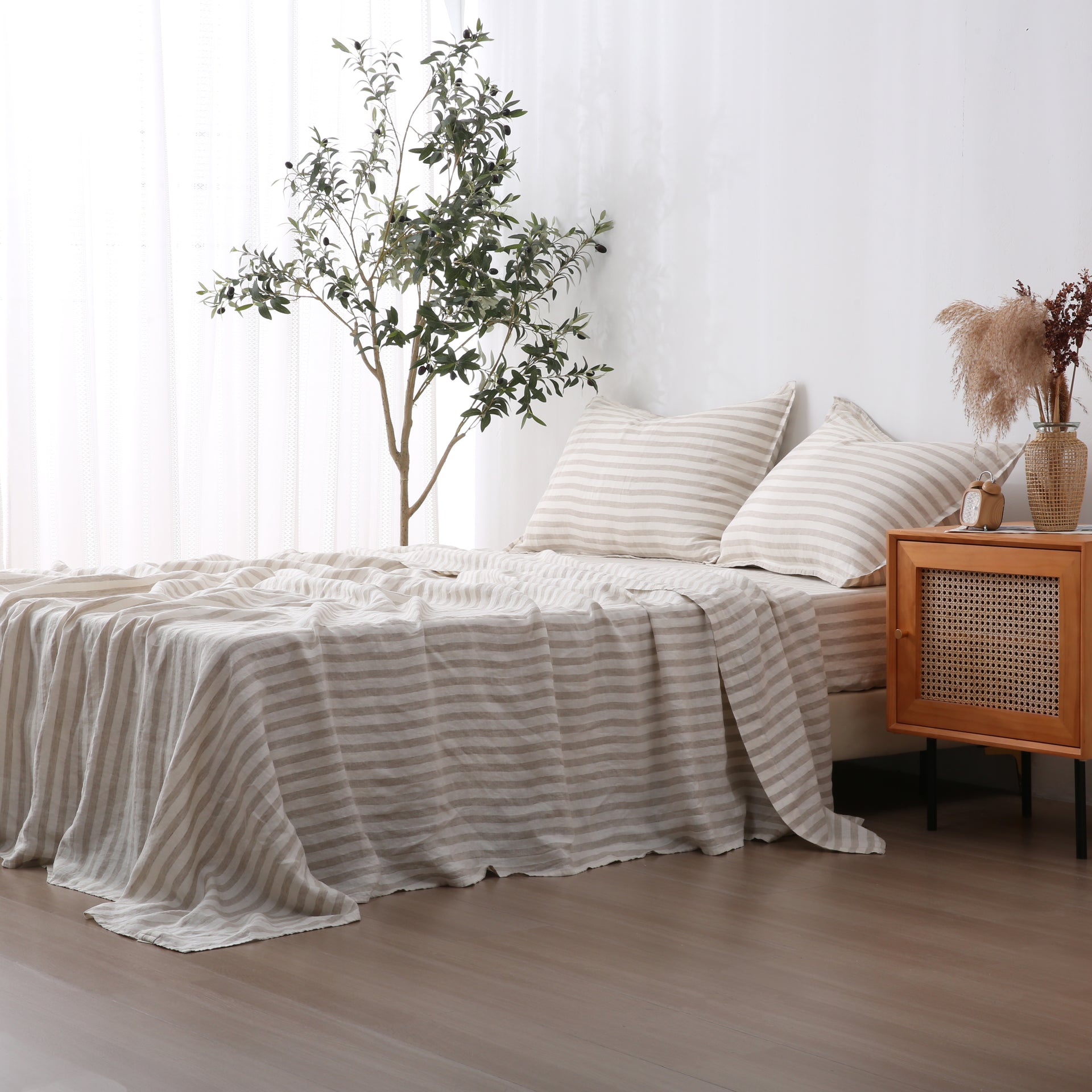 Linen Sheet Set - Sand Stripe
