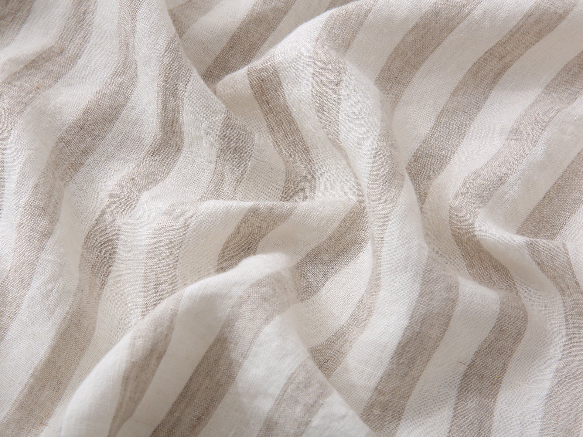 Linen Flat Sheet - Sand Stripe