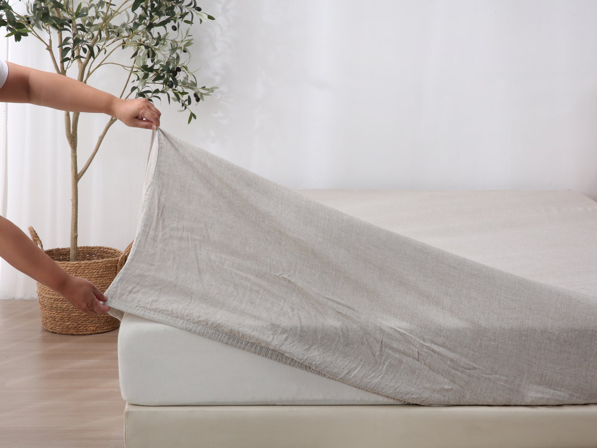 Linen Fitted Sheet - Sand