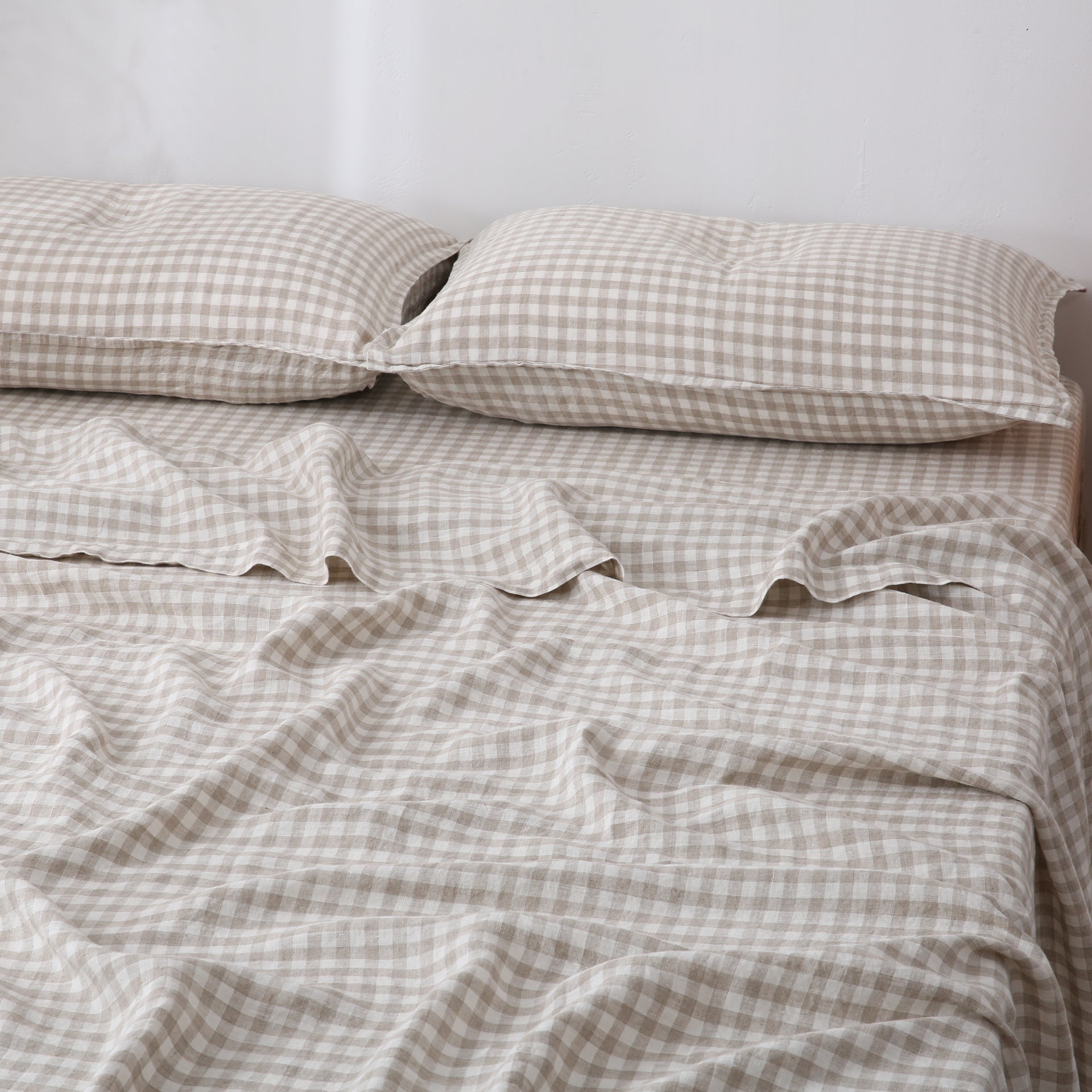 Linen Sheet Set - Beige Gingham