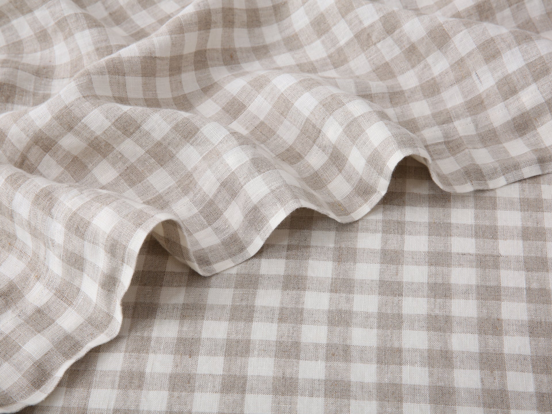 Linen Sheet Set - Beige Gingham