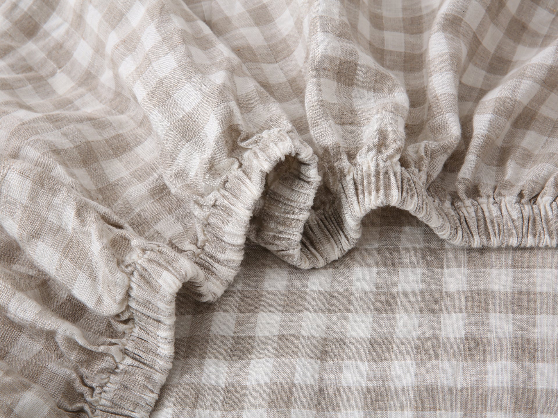 Linen Sheet Set - Beige Gingham