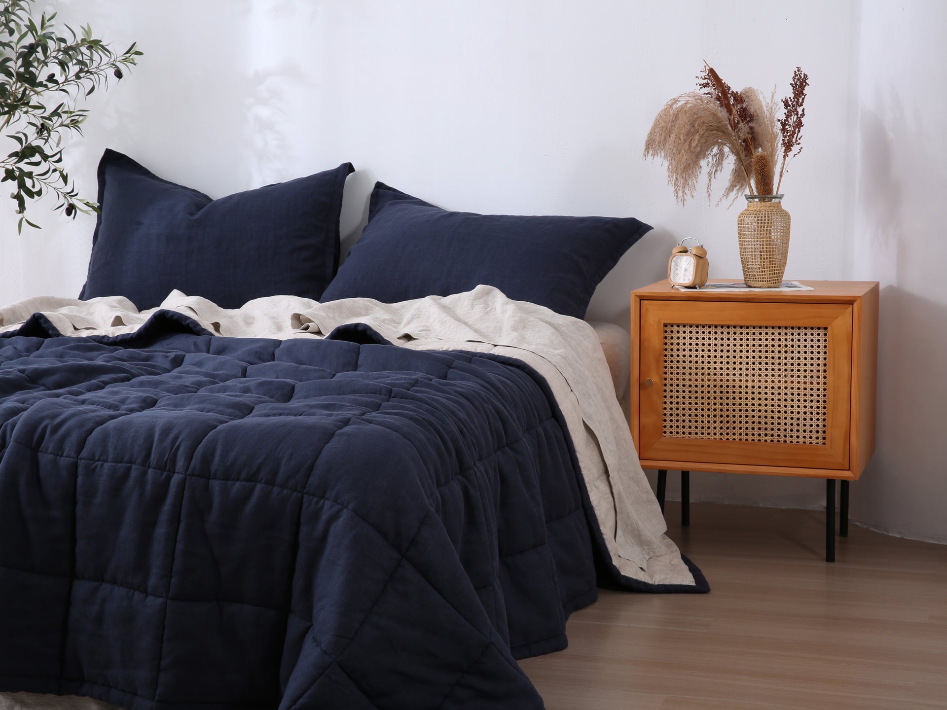 Quilted Linen Blanket - Ocean + Sand