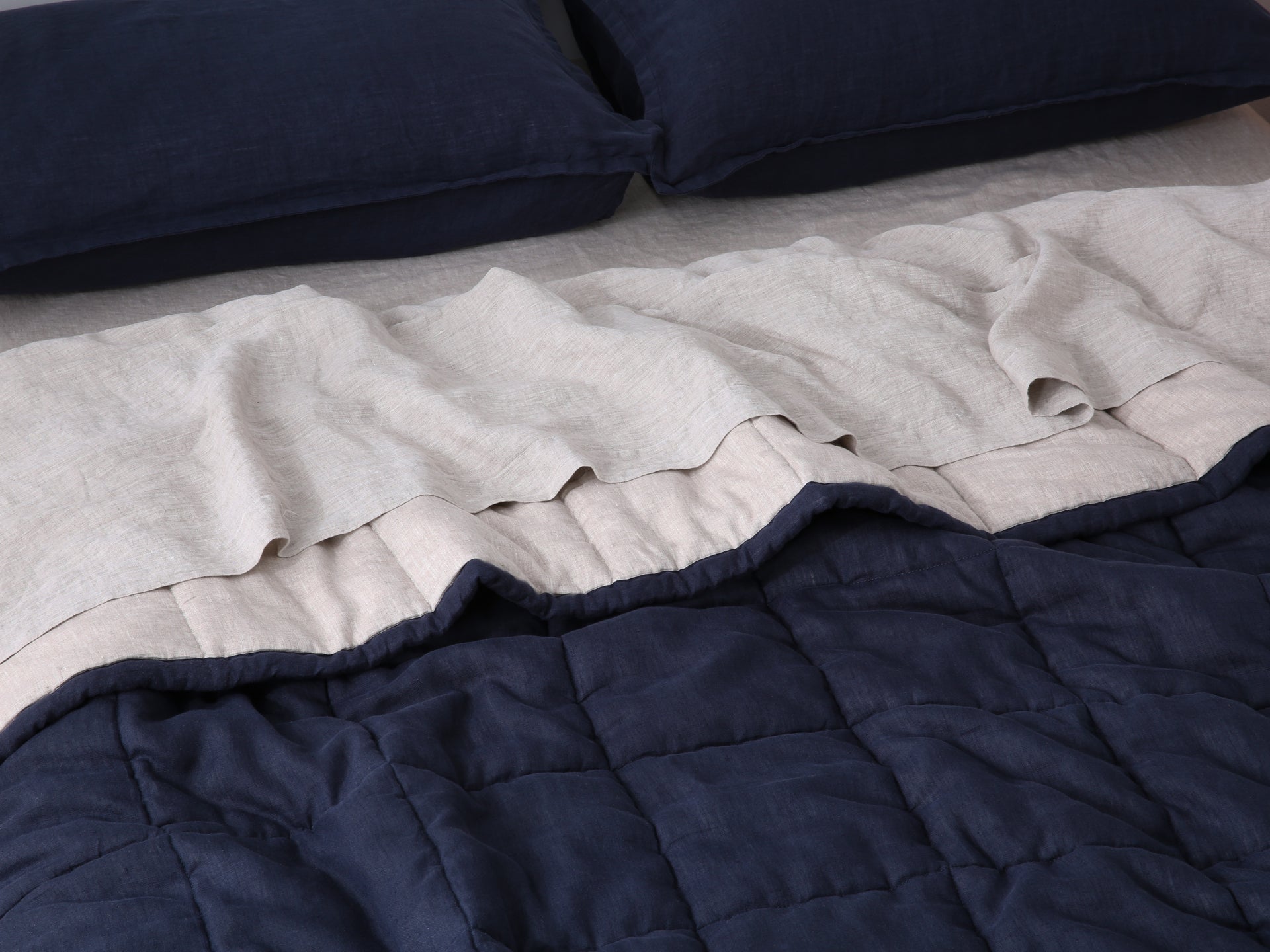Quilted Linen Blanket - Ocean + Sand