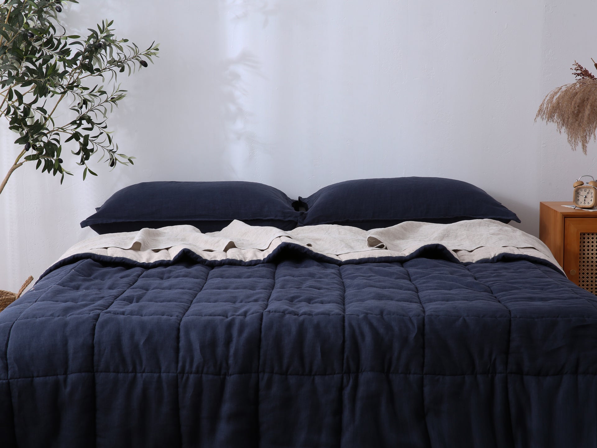 Quilted Linen Blanket - Ocean + Sand
