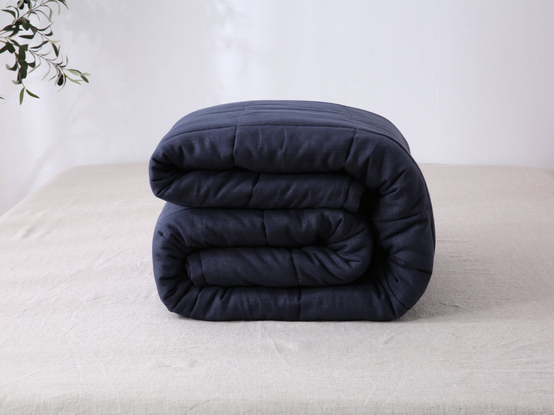 Quilted Linen Blanket - Ocean + Sand