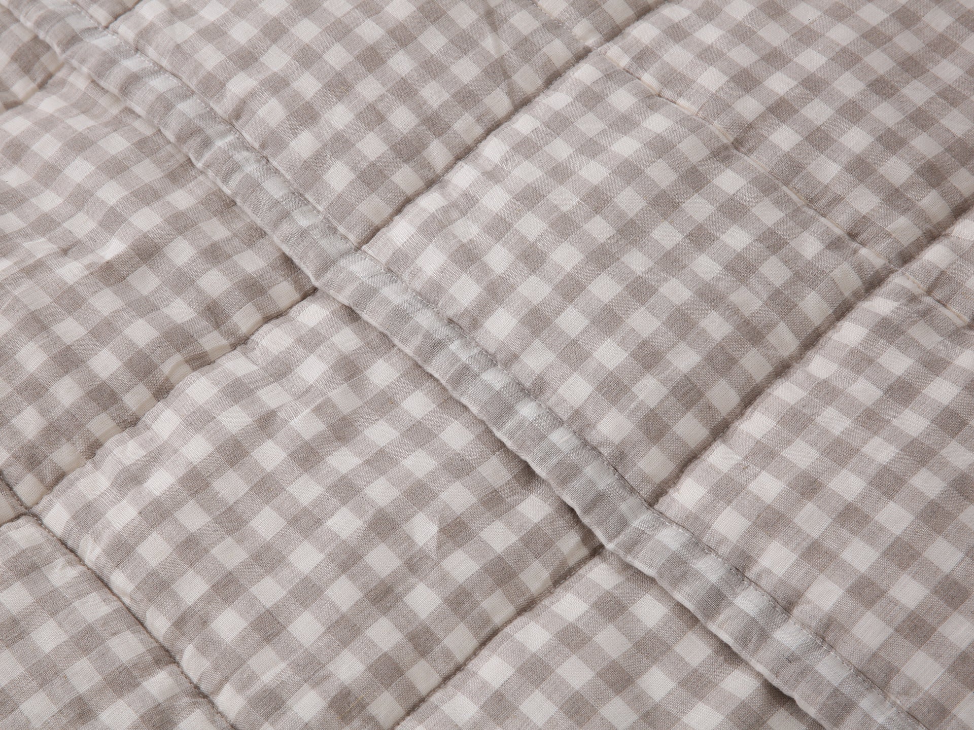 Quilted Linen Blanket - Beige Gingham