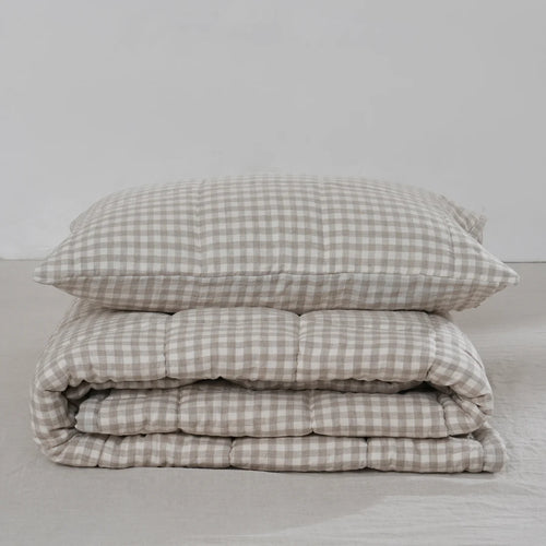 Quilted Pillow Case - 100% French Flax Linen - One (1) Pillow Case