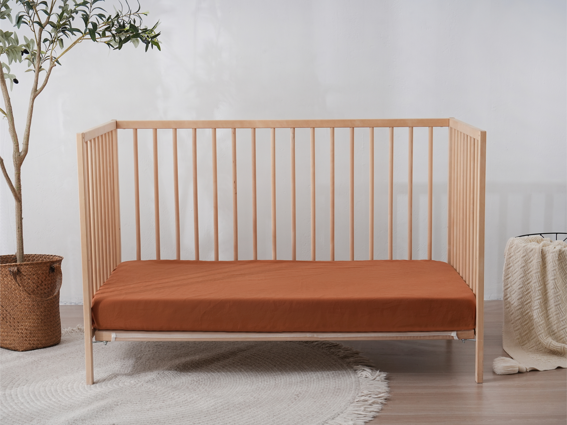 Fitted Linen Crib Sheet - CLAY