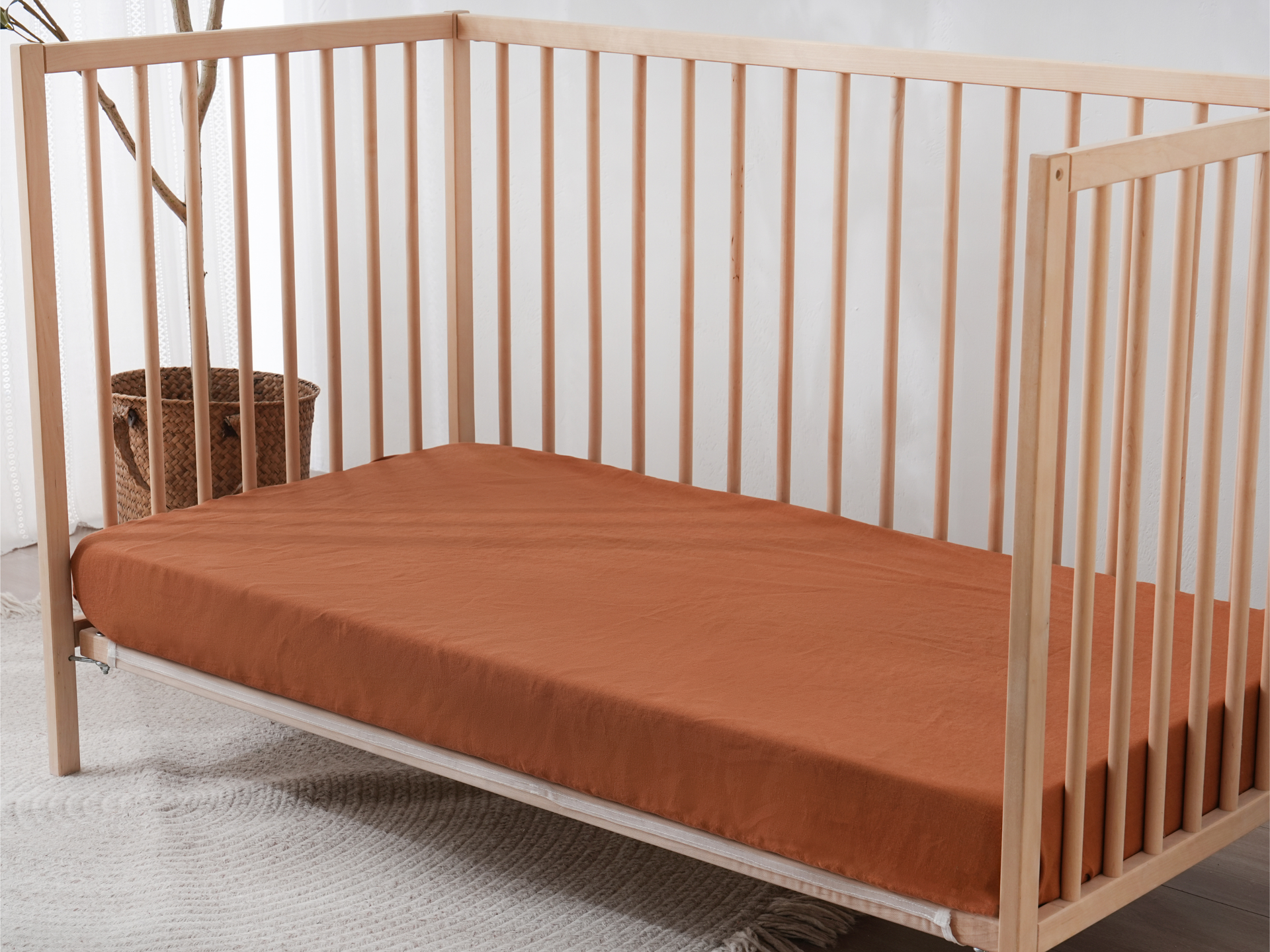 Fitted Linen Crib Sheet - CLAY