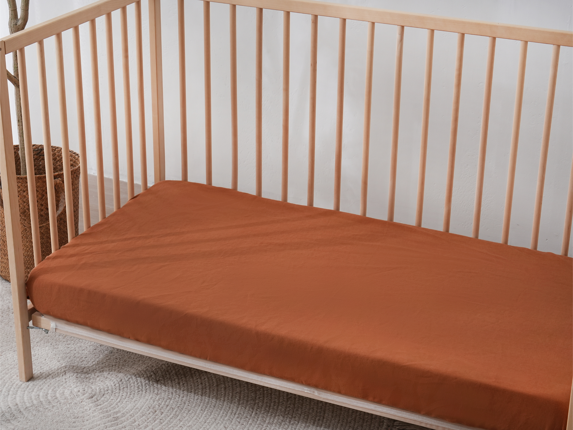 Fitted Linen Crib Sheet - CLAY
