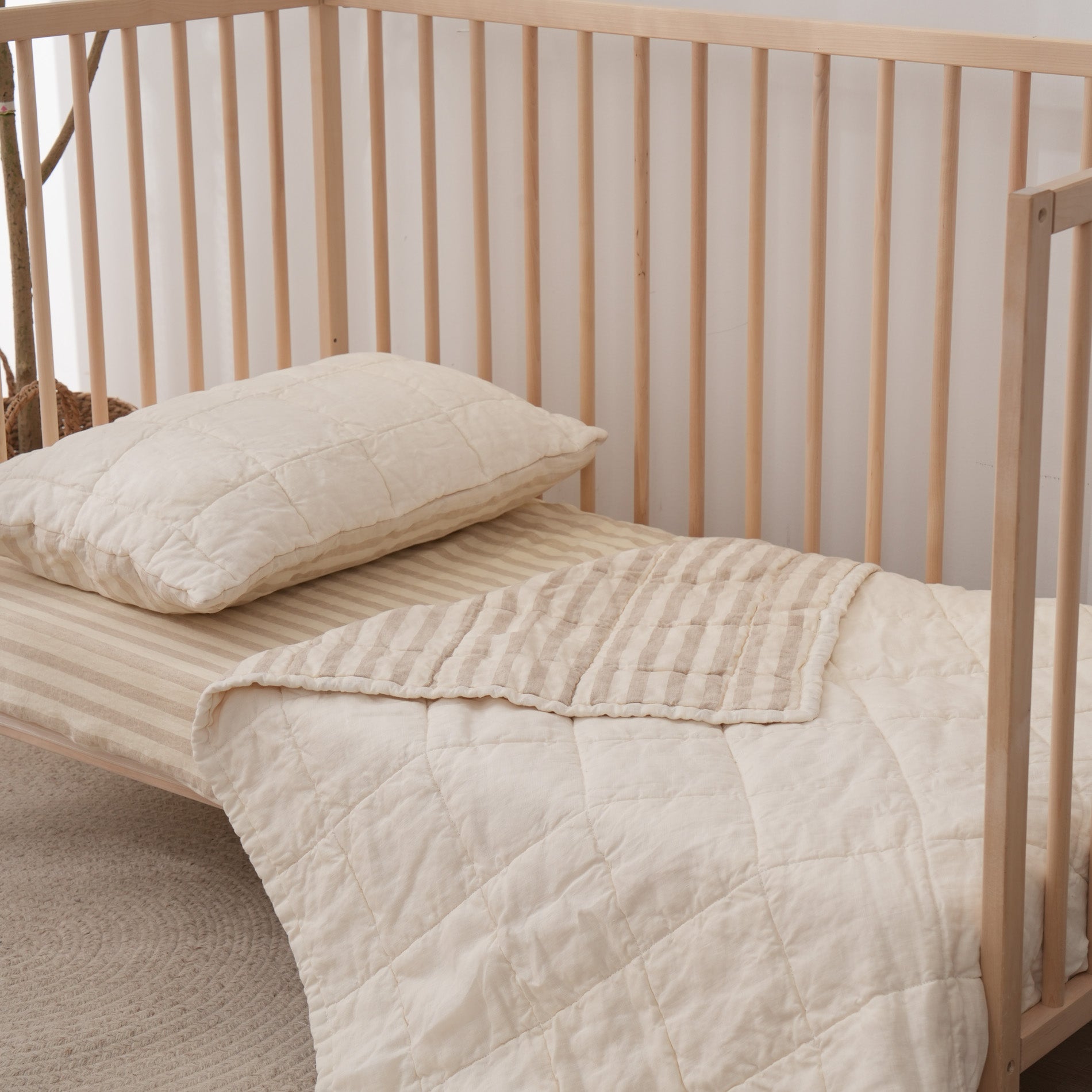 OCEAN - Quilted Crib Blanket & Play Mat - 100% French Flax Linen