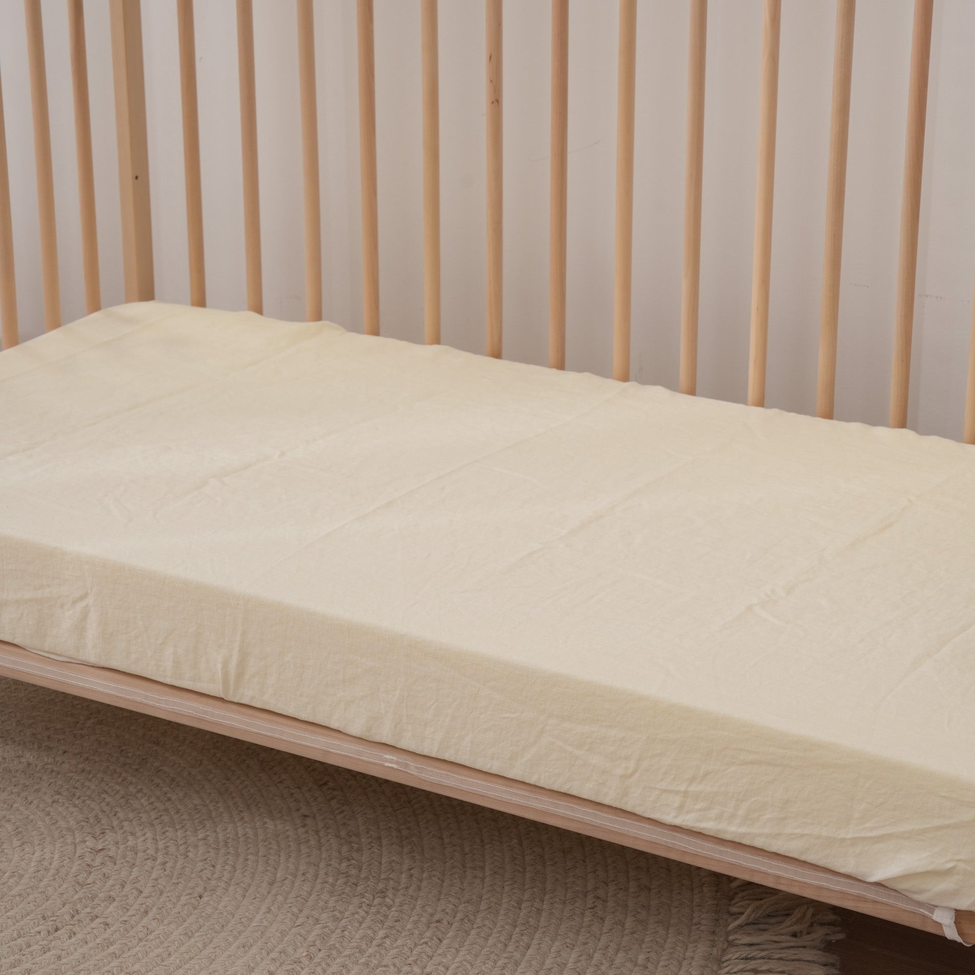 Fitted Linen Crib Sheet - CLOUD