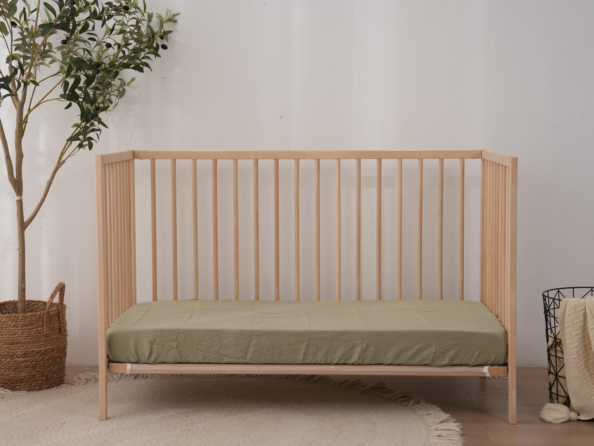 Fitted Linen Crib Sheet - FERN