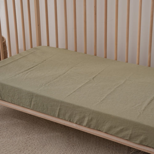 Fitted Linen Crib Sheet FERN Selah + Stone