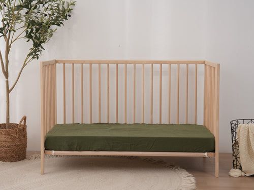 Fitted Linen Crib Sheet - FOREST