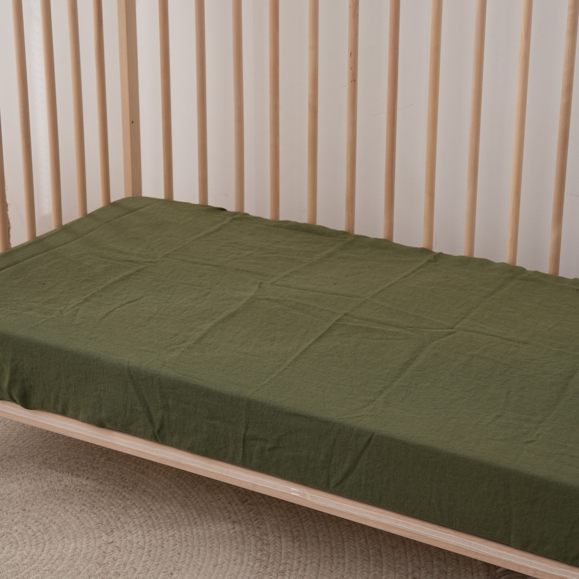 Fitted Linen Crib Sheet - FOREST