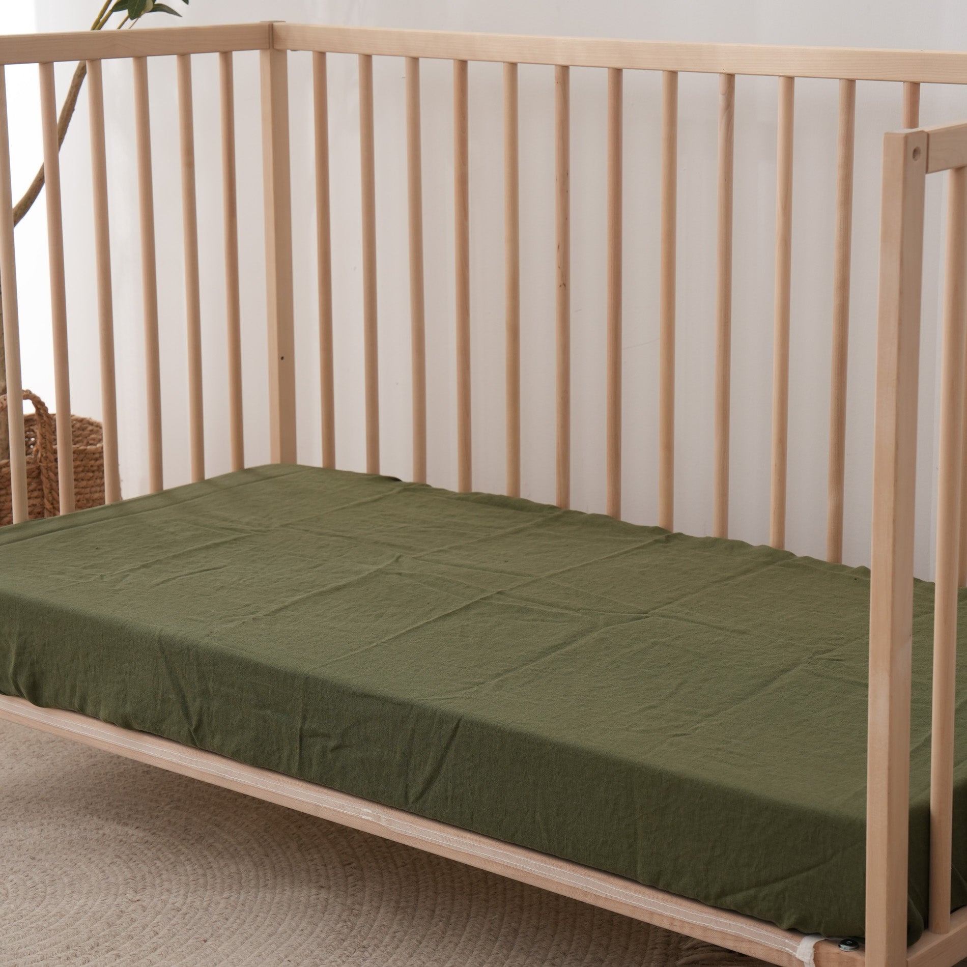 Fitted Linen Crib Sheet - FOREST