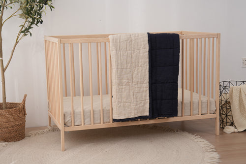 OCEAN + SAND - Quilted Crib Blanket & Play Mat - 100% French Flax Linen