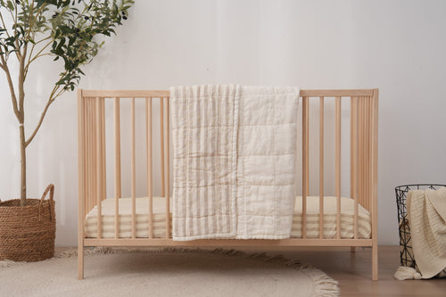 OCEAN - Quilted Crib Blanket & Play Mat - 100% French Flax Linen