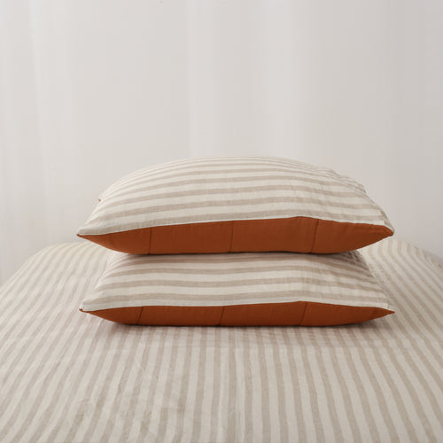 Quilted Pillow Cases (2) - 100% French Flax Linen (Set of Two)