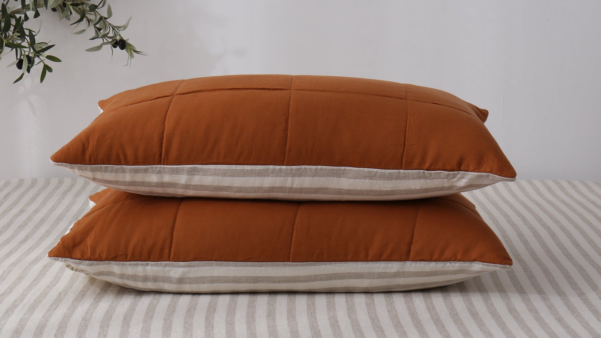Quilted Linen Pillowcases (Set of Two)