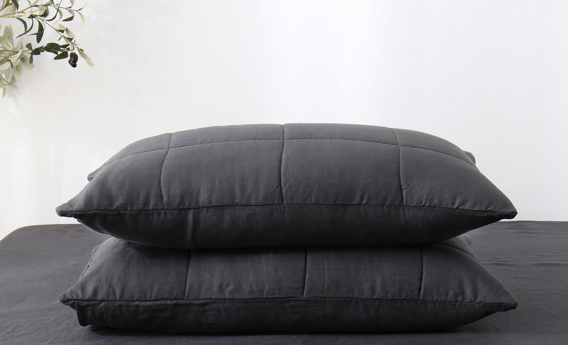 King Quilted Linen Pillowcases (Set of Two)