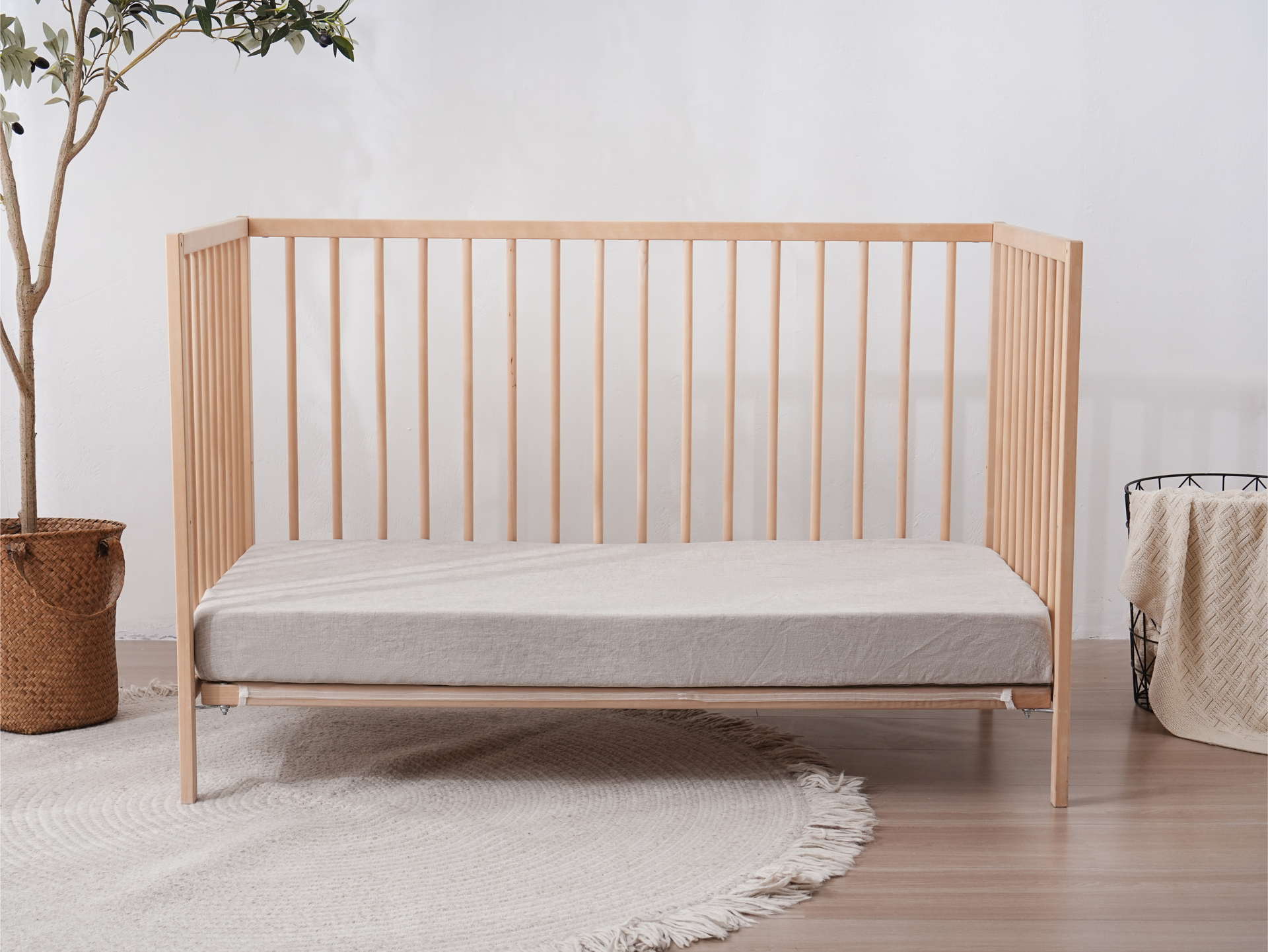 Fitted Linen Crib Sheet - SAND