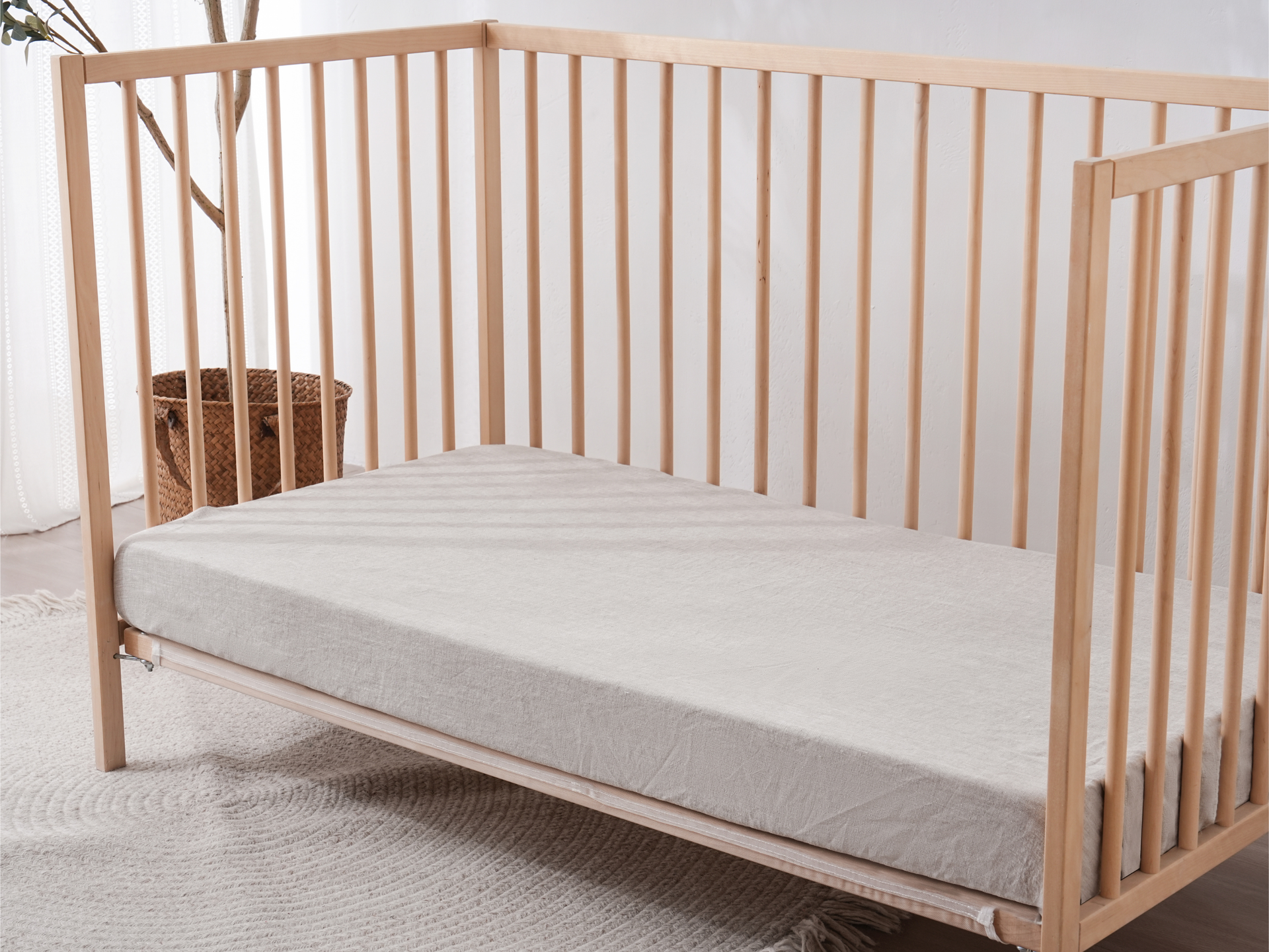 Fitted Linen Crib Sheet - SAND