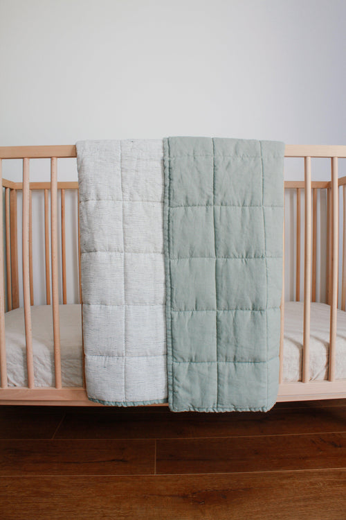 Quilted Linen Blanket - SAGE - Selah + Stone