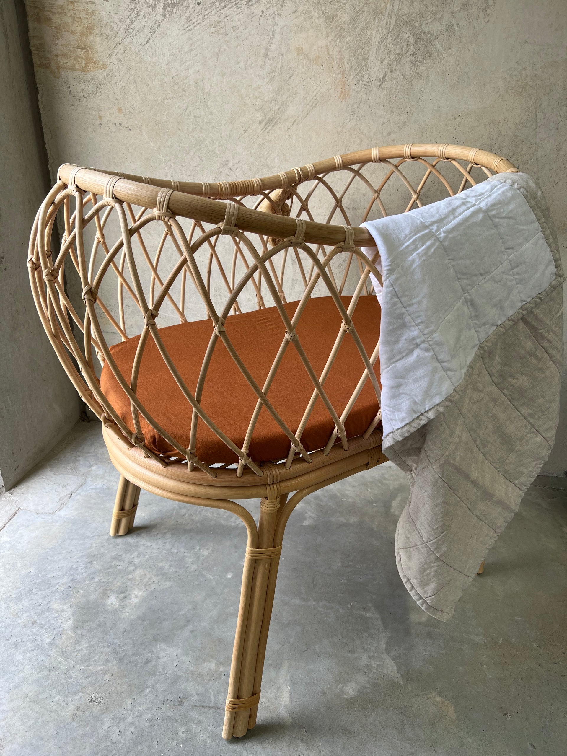 Linen Fitted Bassinet/Moses Basket Sheet - Clay