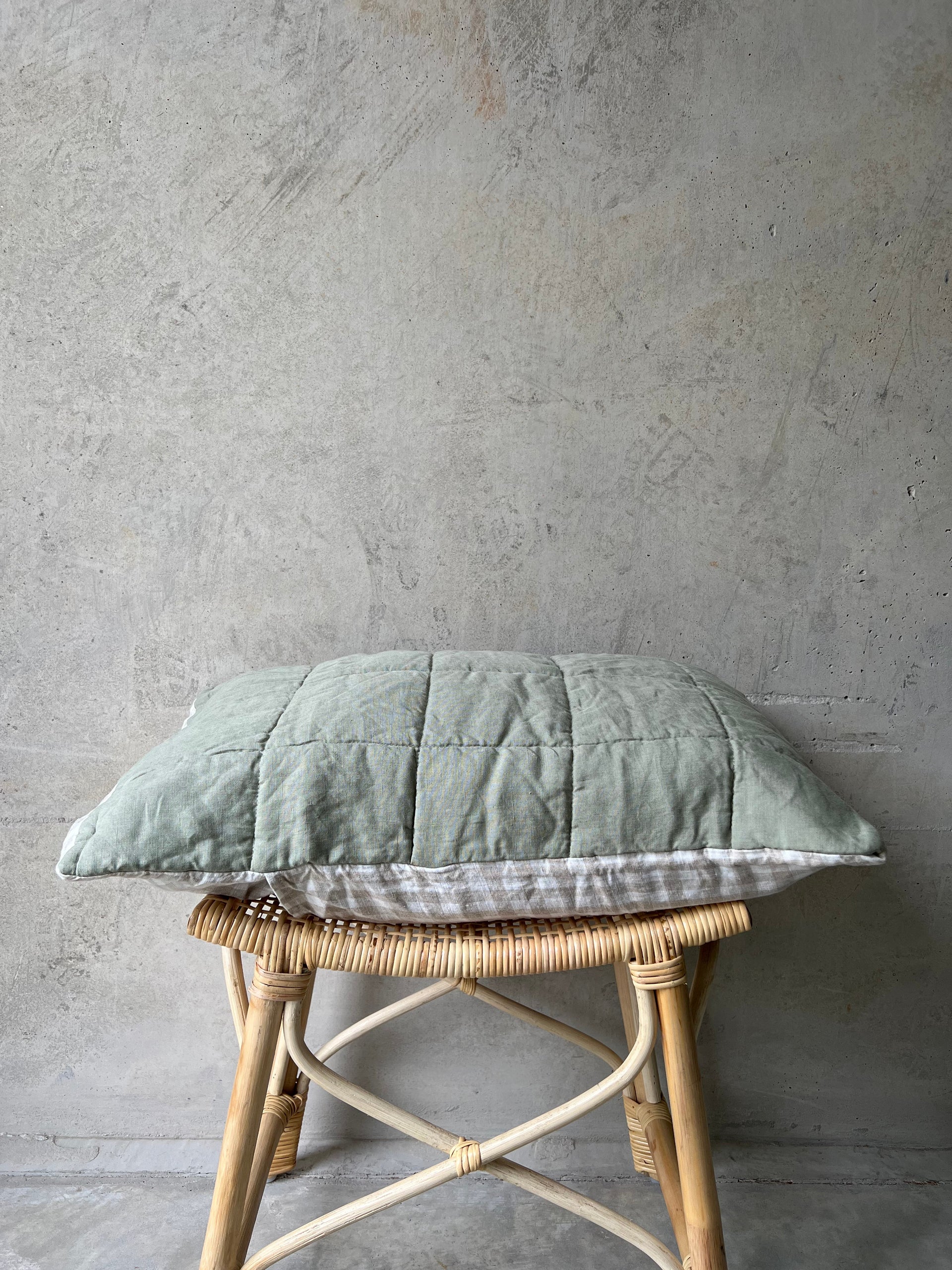 Quilted Linen Pillowcase (One (1) Pillowcase)